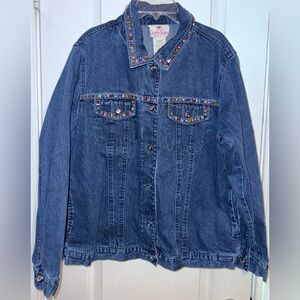 Quacker Factory Vintage Bedazzled Denim Jacket Size M